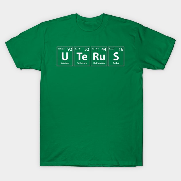 Uterus (U-Te-Ru-S) Periodic Elements Spelling T-Shirt by cerebrands